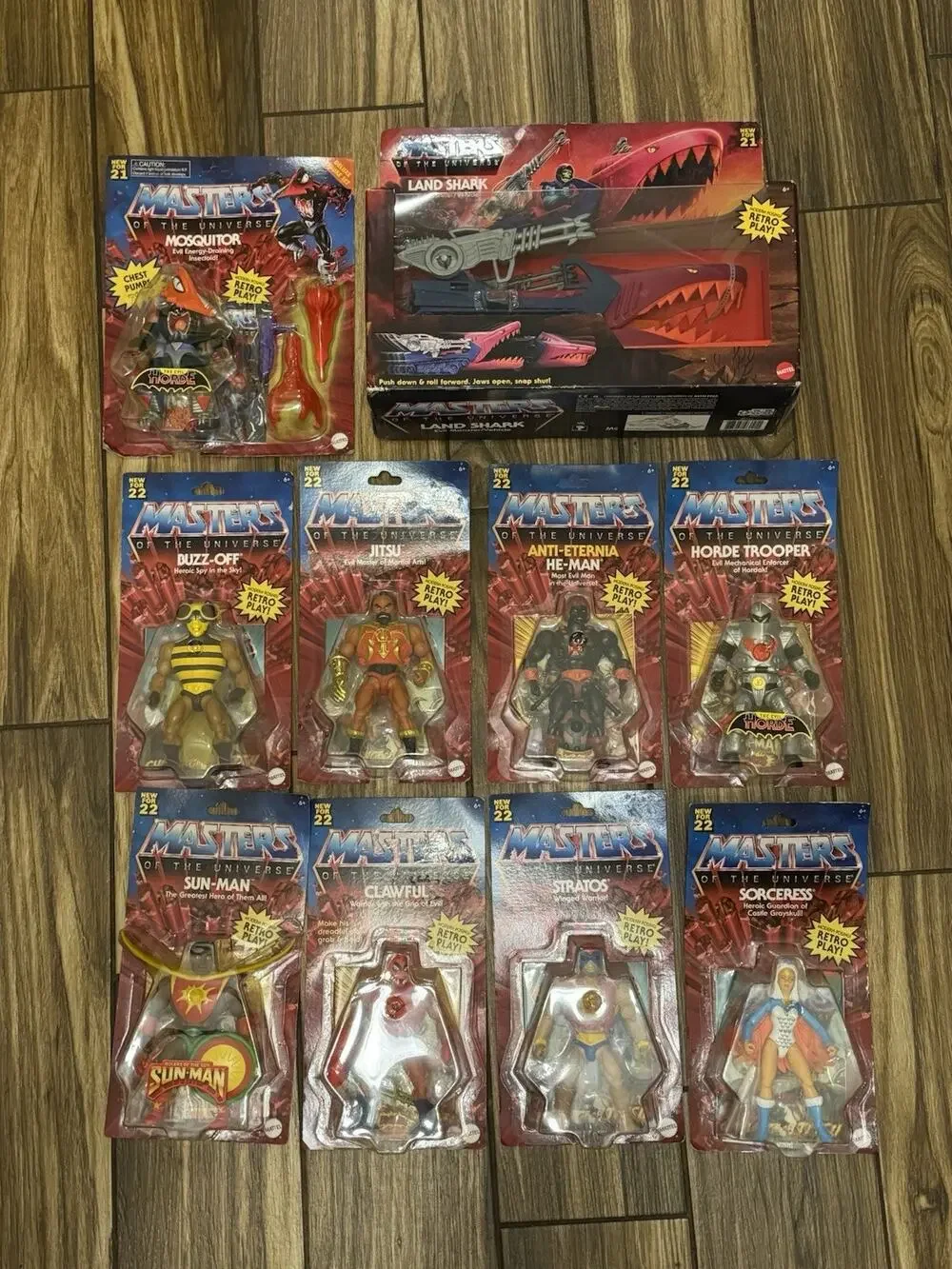 NEW Mattel MOTU Retro Lot Of 9 & Land Shark Mosquitor Horde Trooper Anti Eternia